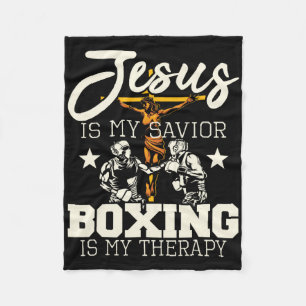 Jesus Is My Saviour Boxing Is My Therapy - Gym Box Fleece Blanket