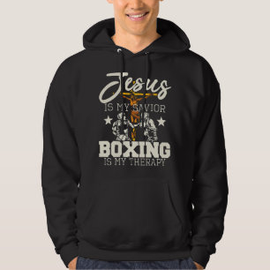 Jesus Is My Saviour Boxing Is my Therapy - Gym Box Hoodie