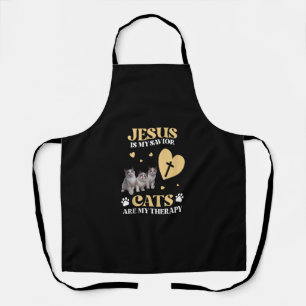 Jesus Is My Saviour Cats Are My Therapy Christian Apron