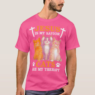 Jesus Is My Saviour Cats Are My Therapy T-Shirt