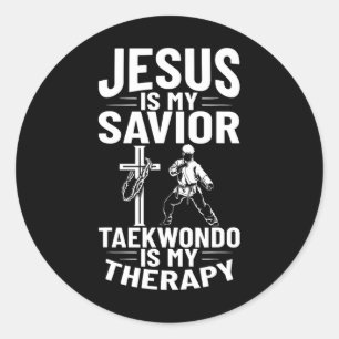 Jesus Is My Saviour Christian Karate Taekwondo Fig Classic Round Sticker