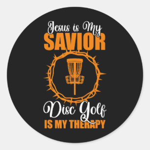 Jesus Is My Saviour Disc Golf Therapy Disc Golf De Classic Round Sticker