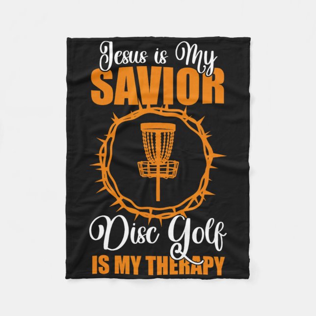 Jesus Is My Saviour Disc Golf Therapy Disc Golf De Fleece Blanket (Front)