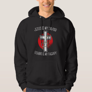 Jesus Is My Saviour Fishing Is My Therapy Christia Hoodie