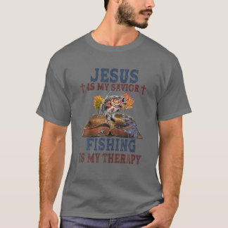 Jesus Is My Saviour Fishing Is My Therapy T-Shirt