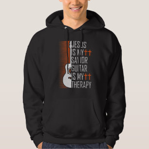 Jesus Is My Saviour Guitar Is My Therapy Christian Hoodie