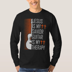 Jesus Is My Saviour Guitar Is My Therapy Christian T-Shirt