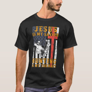 Jesus Is My Saviour Hunting Is My Therapy Hoodie L T-Shirt