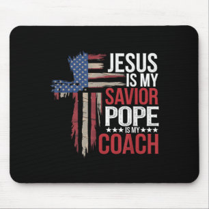 Jesus Is My Saviour Pope Is My Coach Religious Quo Mouse Mat