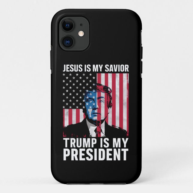 Jesus Is My Saviour Trump Is My President 2024 Case-Mate iPhone Case (Back)