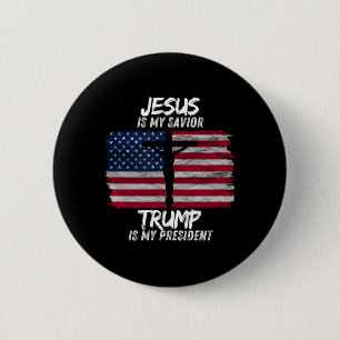 Jesus Is My Saviour Trump Is My President 2024 Men 6 Cm Round Badge
