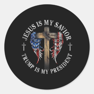 Jesus Is My Saviour Trump Is My President 2024 Usa Classic Round Sticker