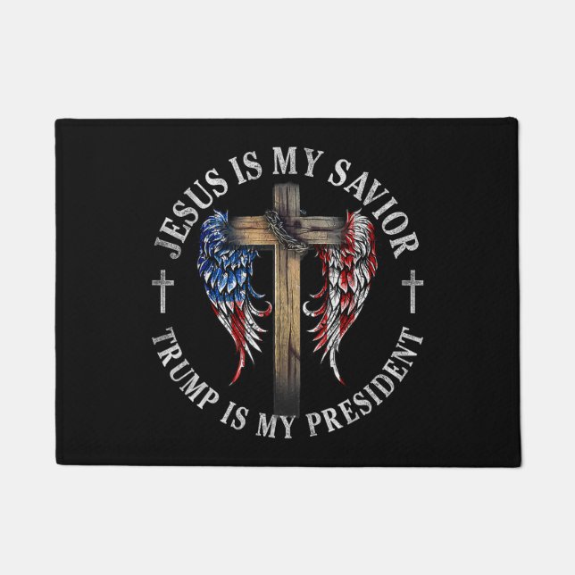 Jesus Is My Saviour Trump Is My President 2024 USA Doormat (Front)