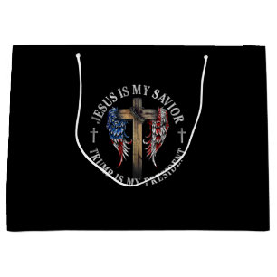 Jesus Is My Saviour Trump Is My President 2024 USA Large Gift Bag