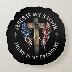 Jesus Is My Saviour Trump Is My President 2024 USA Round Cushion