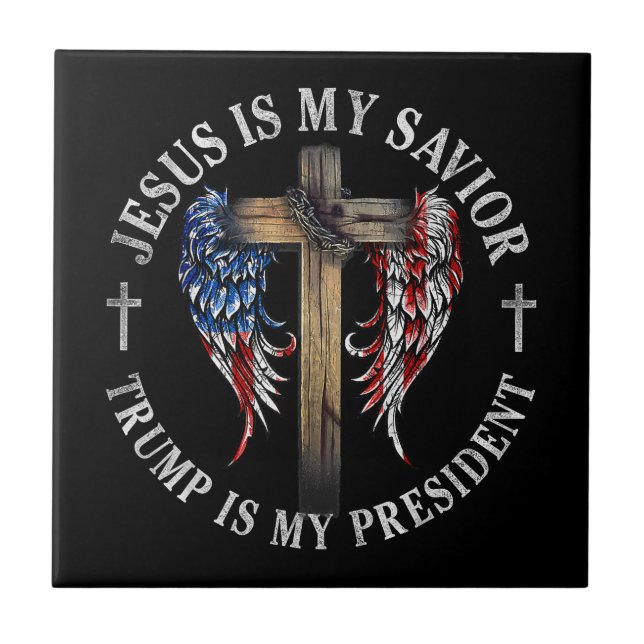 Jesus Is My Saviour Trump Is My President 2024 USA Tile (Front)