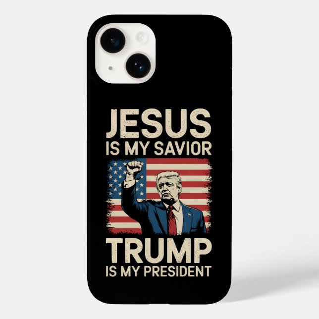 Jesus Is My Saviour Trump Is My President 47 USA Case-Mate iPhone Case (Back)