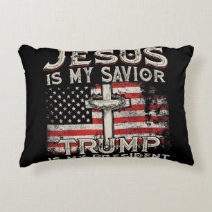 Jesus Is My Saviour Trump Is My President American Decorative Cushion