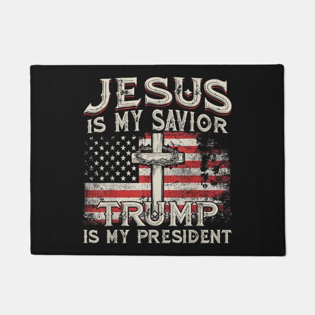 Jesus Is My Saviour Trump Is My President American Doormat (Front)