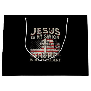 Jesus Is My Saviour Trump Is My President American Large Gift Bag