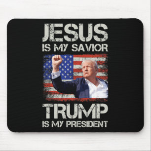 Jesus Is My Saviour Trump Is My President American Mouse Mat