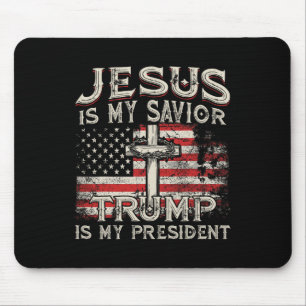 Jesus Is My Saviour Trump Is My President American Mouse Mat