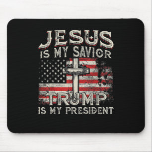 Jesus Is My Saviour Trump Is My President American Mouse Mat