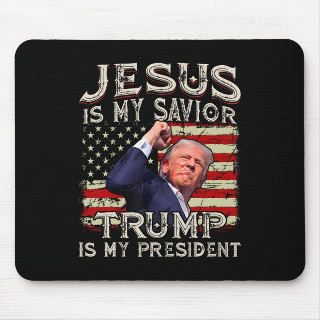 Jesus Is My Saviour Trump Is My President American Mouse Mat (Front)