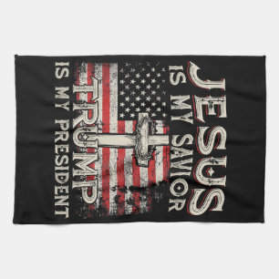 Jesus Is My Saviour Trump Is My President American Tea Towel