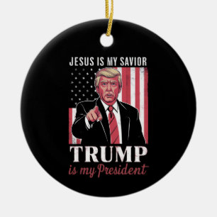 Jesus Is My Saviour Trump Is My President Election Ceramic Tree Decoration