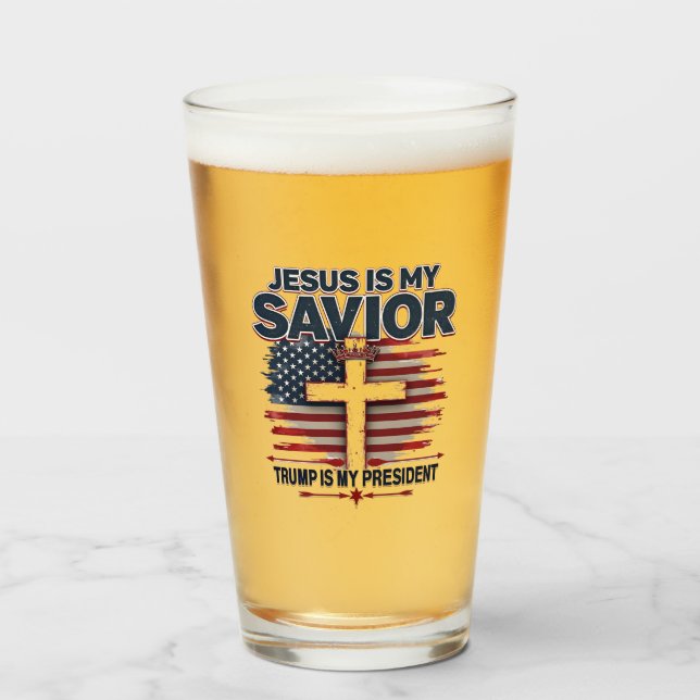 Jesus is My Saviour Trump is My President Funny  Glass (Front Filled)