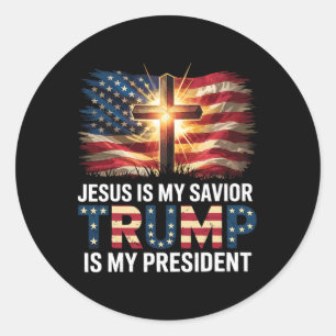 Jesus Is My Saviour Trump Is My President Pro-trum Classic Round Sticker