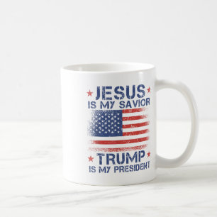 Jesus Is My Saviour Trump Is My President Retro Us Coffee Mug