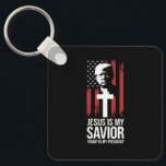 Jesus Is My Saviour Trump Is My President Trump US Key Ring<br><div class="desc">Jesus Is My Saviour Trump Is My President Trump 2025 USA Flag</div>