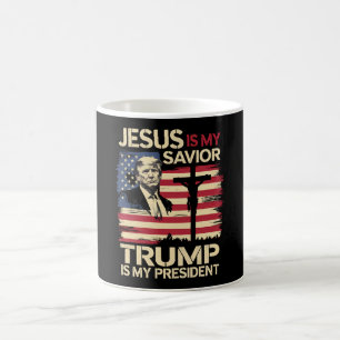 Jesus Is My Saviour Trump Is My President USA Flag Coffee Mug