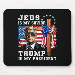 Jesus Is My Saviour Trump Is My President Usa Flag Mouse Mat