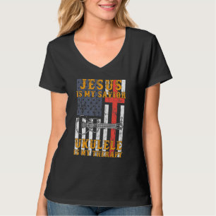 Jesus Is My Saviour Ukulele Is My Therapy Hoodie L T-Shirt