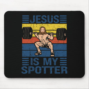 Jesus Is My Spotter Christian Gym Workout Weightli Mouse Mat