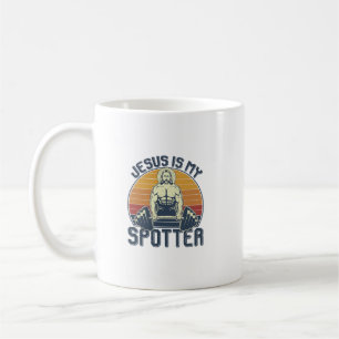 Jesus Is My Spotter Funny Christian Weightlifting Coffee Mug