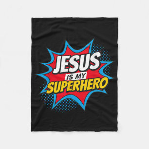 Jesus Is My Superhero Christian Fleece Blanket