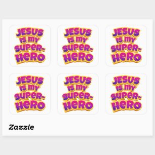 Jesus is My Superhero Women Girls Christian Faith  Square Sticker