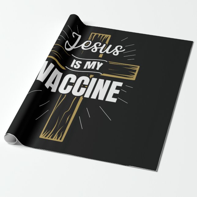 Jesus Is My Vaccine Christian Faith Wrapping Paper (Unrolled)