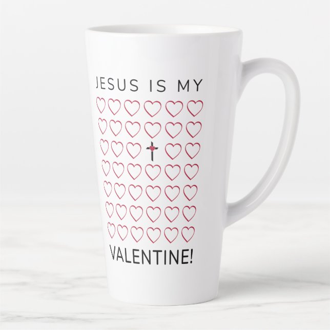 Jesus Is My Valentine Hearts Cross Latte Mug (Right)