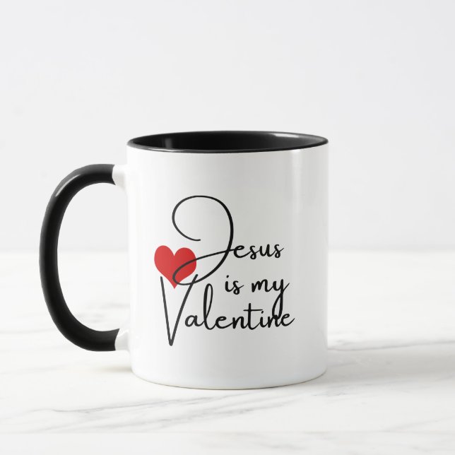 Jesus is My Valentine Red Heart Religious Mug (Left)