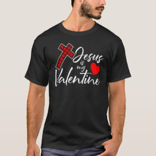 Jesus Is My Valentines Day Cool V Day Plaid Cross  T-Shirt