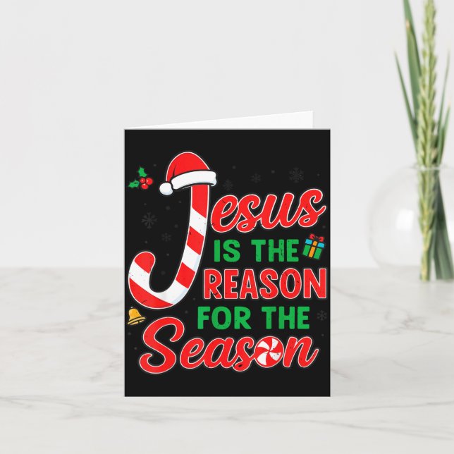Jesus Is Reason For Season Christian Christmas Pjs Card (Front)