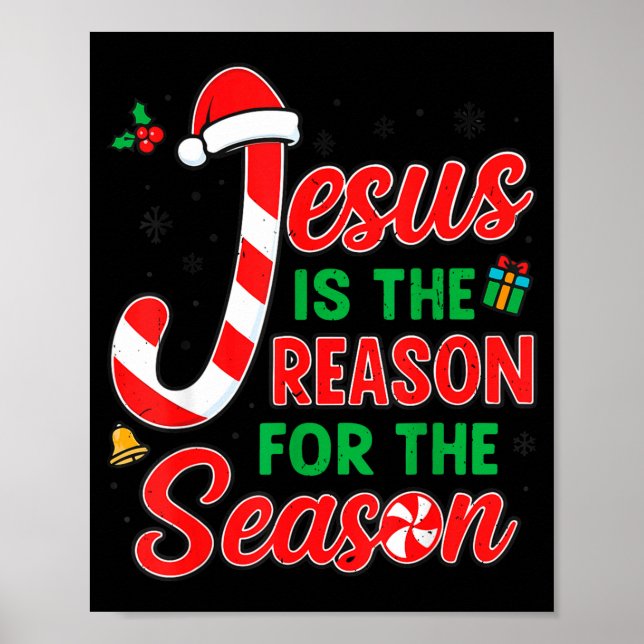 Jesus Is Reason For Season Christian Christmas Pjs Poster (Front)