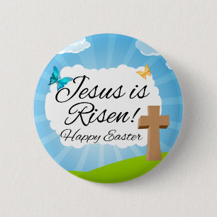 Jesus is Risen, Christian Easter 6 Cm Round Badge