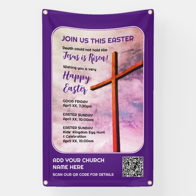 JESUS IS RISEN Christian Easter Banner (Vertical)
