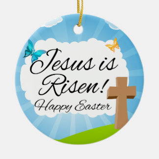 Jesus is Risen, Christian Easter Ceramic Tree Decoration